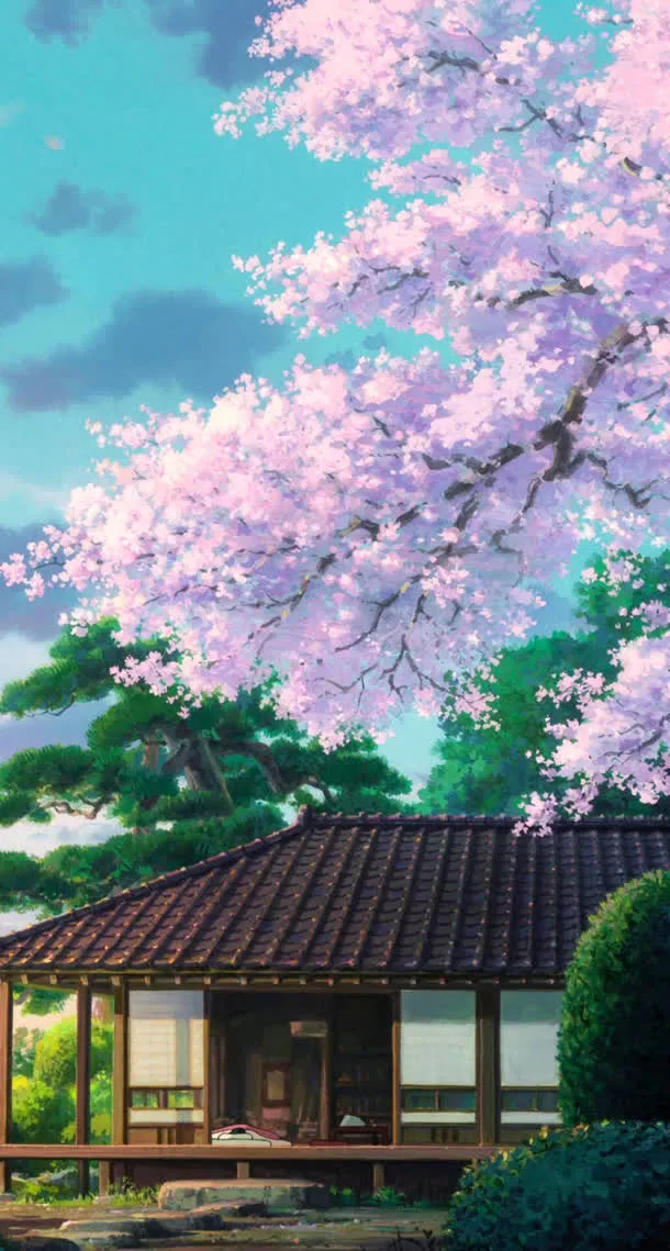 手绘紫色樱花插画免抠