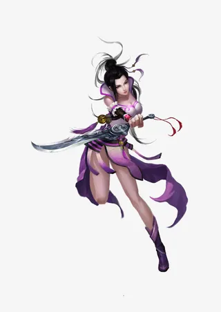 紫色性感古风女神免抠