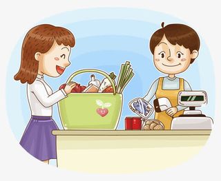 手绘卖蔬菜的人免抠