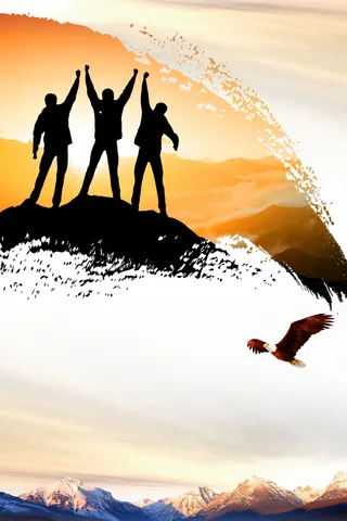 大气人物剪影超越自我励志海报背景素材高清