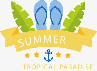 蓝色拖鞋夏日海报免抠