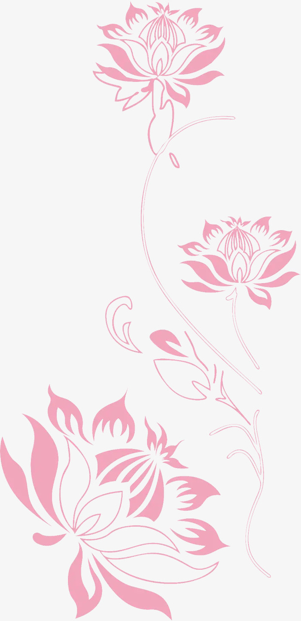 红色莲花造型花纹免抠