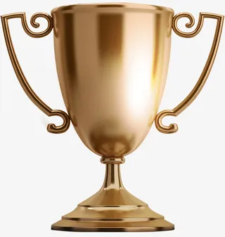 金色，奖杯，不锈钢，反光免抠