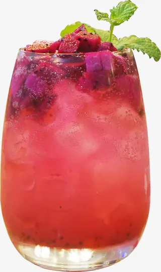 夏日水果清爽饮品火龙果免抠