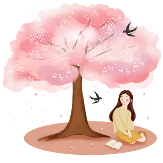 春天烂漫PNG粉色赏樱花高清