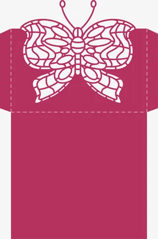 枚红色镂空蝴蝶花纹免抠