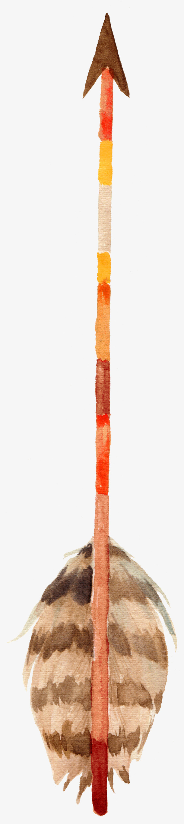 手绘水彩创意羽毛箭免抠