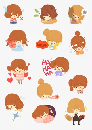 韩国Q版萌妹表情包免抠