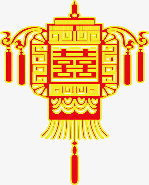 手绘喜字节日灯笼宫灯免抠