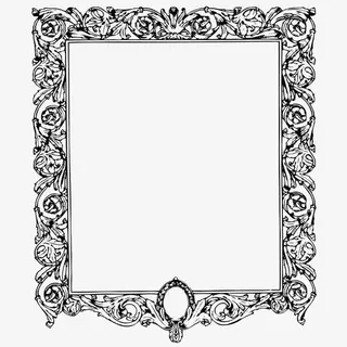 复古方形黑白边框免抠
