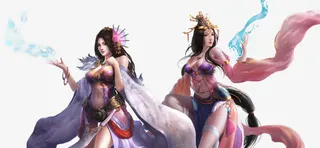 游戏人物两个女子美女装饰免抠