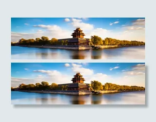 中国风古建筑淘宝海报背景