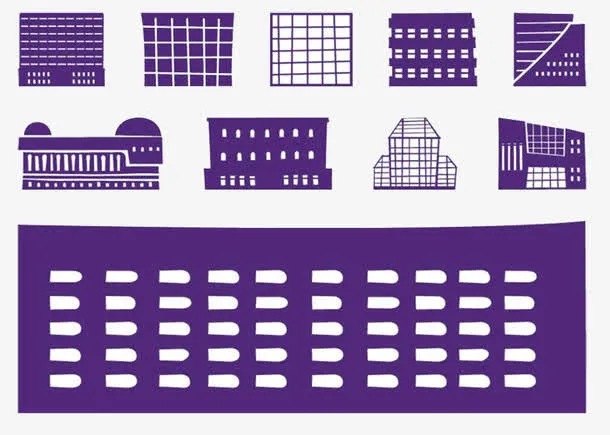 色块组成城市免抠