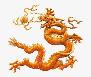 中国龙 木雕龙 金龙戏珠  五指免抠