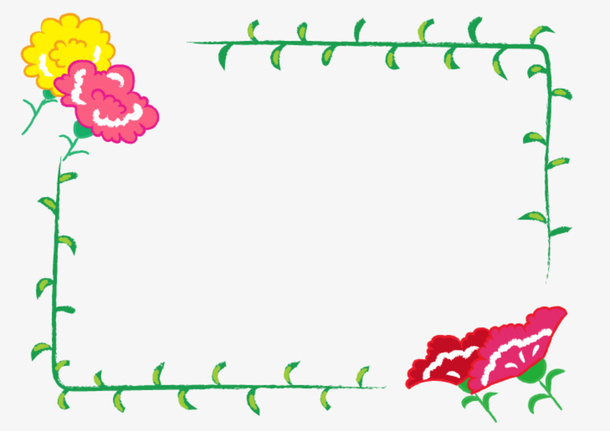 绿色春季花朵框架免抠
