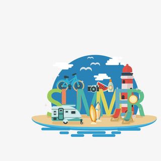 summer  夏天 卡通背景 蓝天白云