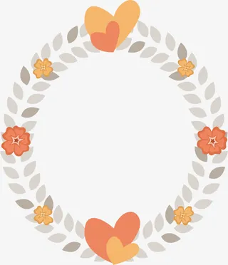 手绘叶子圆环免抠