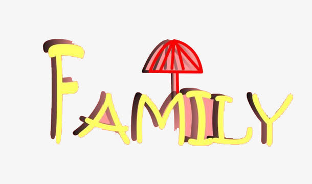 family可爱英文字体设计免抠