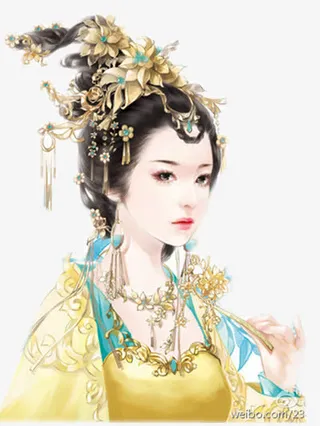 立绘古风金发饰女子免抠