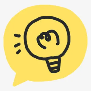 英文设计手绘图片 灯泡 对话框免抠