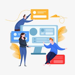 互联网商务科技扁平化插画免抠