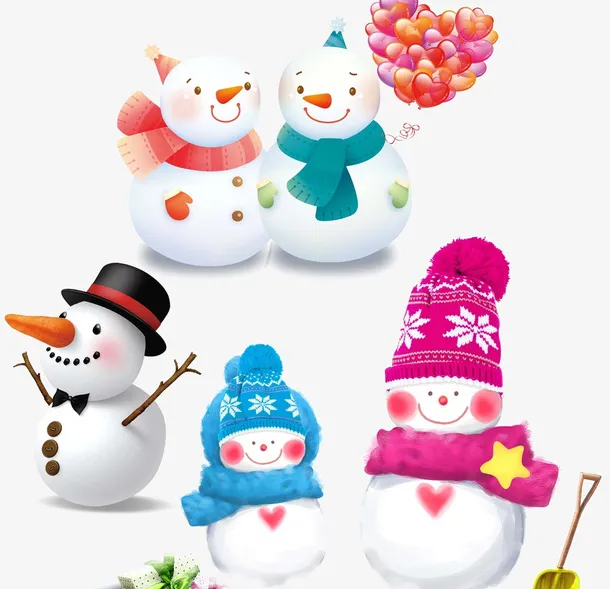 彩色小雪人聚合免抠