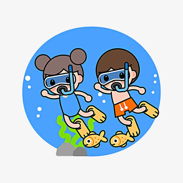 潜水的小孩免抠