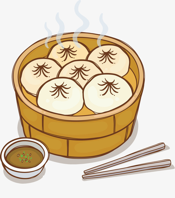 手绘冒热气的包子免抠