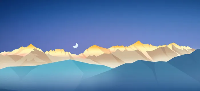 手绘蓝天高山背景高清