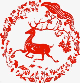 剪纸圣诞鹿图片素材免抠