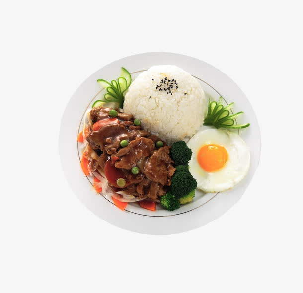 实物鸡蛋黑椒牛肉饭免抠