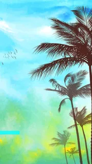 手绘椰子树背景高清