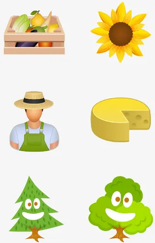 绿色生态农场插画免抠