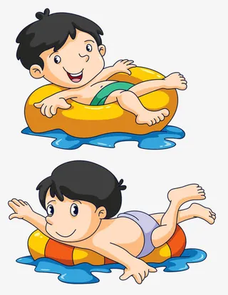 游泳的小孩免抠