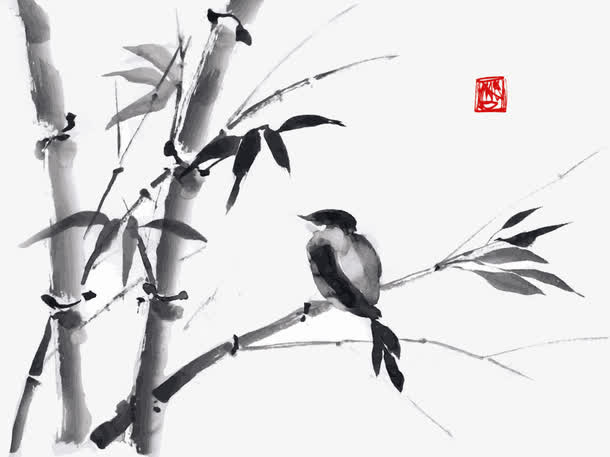 水墨竹子免抠