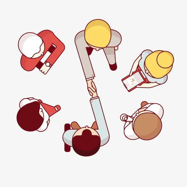 握手的人卡通俯视图免抠