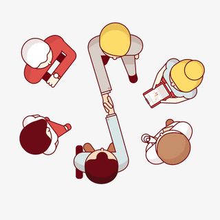 握手的人卡通俯视图免抠