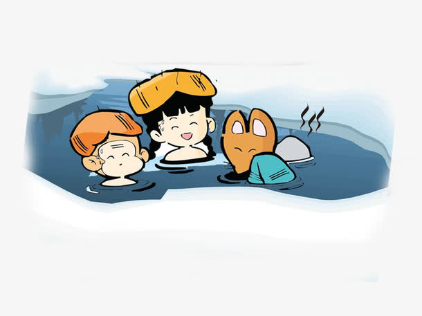 猴子狐狸小女孩泡温泉免抠