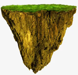 黄色简约草地小岛装饰图案免抠