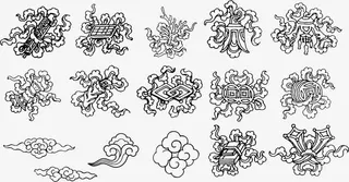 中国风瓦当花纹祥云免抠