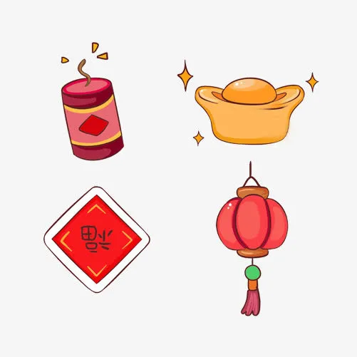 过年喜庆图标手绘画素材图片免抠