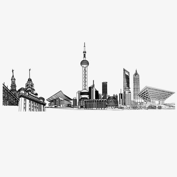 上海市矢量线图场景免抠