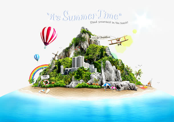 夏日梦幻小岛免抠