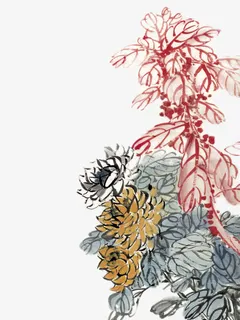 彩色水墨牡丹免扣免费免抠