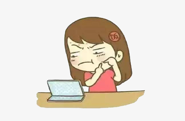 卡通可爱女生挤痘痘免抠