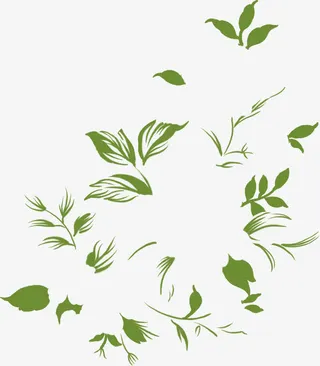 绿色花叶花边中秋节免抠