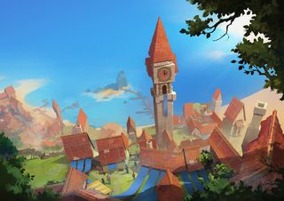 卡通欧式钟楼海报背景