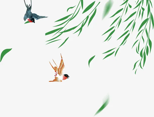 莺飞草长，新燕嬉柳免抠
