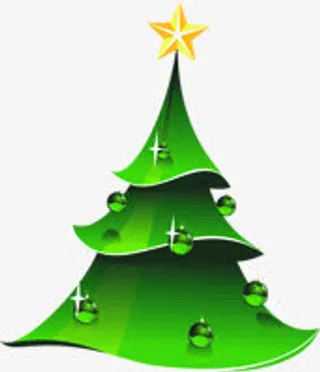 绿色渐变手绘圣诞树免抠