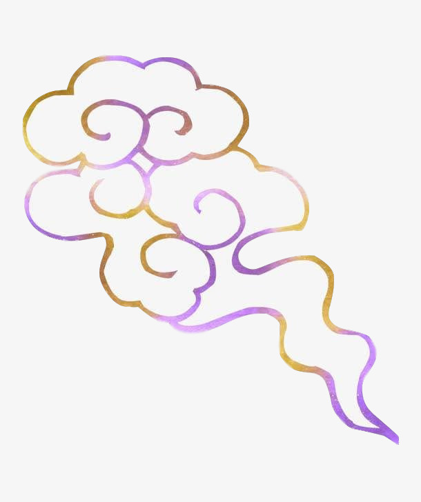 国潮古代云纹彩色祥云元素免抠